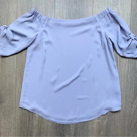 Aritzia Babaton Malik Blouse Top Off The Shoulders Tie Sleeve Purple Size XS - Picture 12 of 16